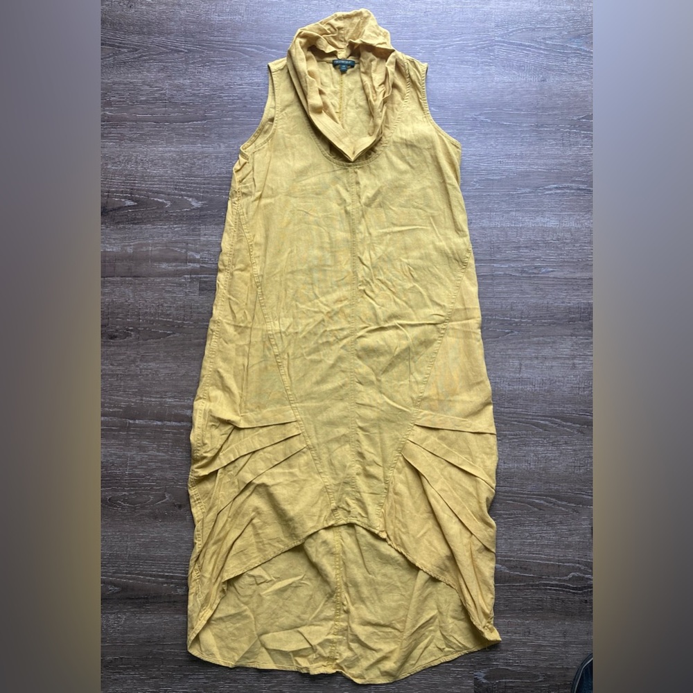 For Cynthia Maxi Dress Mustard Yellow Linen Blend Size XS